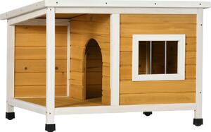 AllMyPets Cuccia per Cani da Esterno in Legno di Abete con Veranda Coperta e Tetto Inclinabile 85.5x62x60 cm Multicolore - R386OG