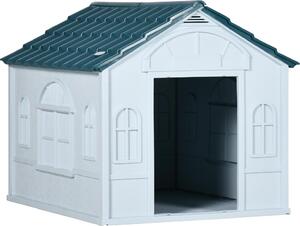 AllMyPets Cuccia per Cani da Esterno Taglia Medio Piccola e max 20kg in PP Impermeabile 65x75.7x63 cm Blu - 125V00BU-D02