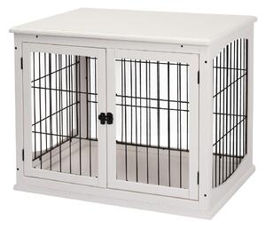 AllMyPets Cuccia per Cani da Interno Taglia Piccola Casetta Fino 30kg da in Legno e Acciaio 58.5x81x 66cm Bianco - 040WTD02