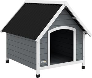 AllMyPets Cuccia per Cani in Legno da Esterno Casetta per Cani Grandi con Pavimento Rimovibile 84x99x87 cm colore Grigio - GYA535F