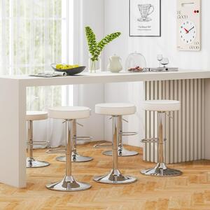 Costway Set di 2 sgabelli da bar per cucina e sala da pranzo, Sgabello da bar senza schienale con altezza regolabile Bianco