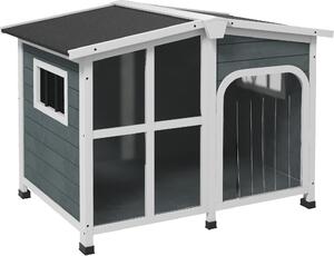 AllMyPets Cuccia per Cani Taglia Media da Esterno con Tetto Apribile in Legno 101x66.5x70.5 cm colore Grigio - 3CGJ580