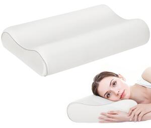 DecHome Cuscino Cervicale in Memory Foam a Doppia Altezza con Copertura Rimovibile, 60x40x10/12 cm colore Bianco Crema