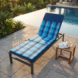 VivaGarden Cuscino Lettino Quadri Blu 194.5x59x4 cm Sfoderabile e Idrorepellente