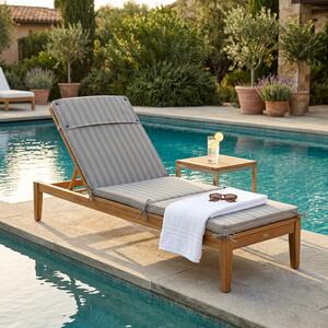 VivaGarden Cuscino Lettino Rettangolare Righe Tortora 194.5x59x4 cm Idrorepellente - CU805798