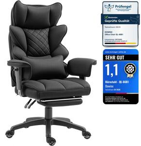 Sedia da ufficio ergonomica per il gaming, dotata di cuscino a molle, schienale a doppio strato, supporto lombare regolabile, braccioli e poggiapiedi. Colore: nero