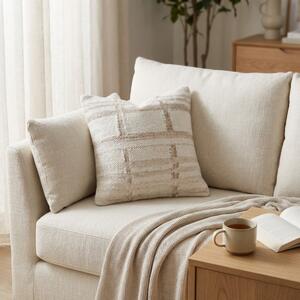 VivaGarden Cuscino Quadrato 45x45 cm Cotone e Lana Ecr e Bianco - WO801846