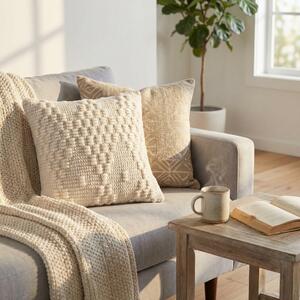 VivaGarden Cuscino Quadrato 45x45 cm in Cotone e Lana colore Bianco - WO801844