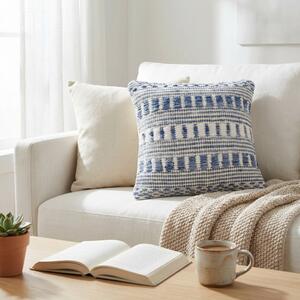 VivaGarden Cuscino Quadrato Fisso 45x45 cm in Lanax Cotone Bianco e Blu Melange - WO801850