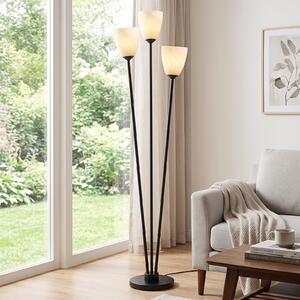 Costway Lampada da terra con 3 paralumi in acrilico con base stabile e interruttore a pedale, Lampada da salotto per soggiorno e camera da letto