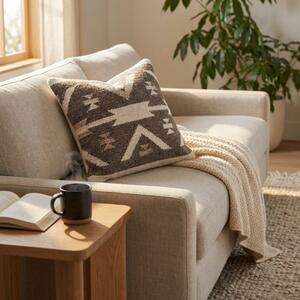 VivaGarden Cuscino Romaric 45x45 cm Bianco/Taupe Fisso in Cotone e Lana - WO801856