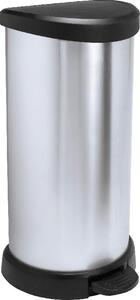 Curver Deco Bins Pattumiera a Pedale Rotonda 40 Litri Nero e Argento - 02150-582-00
