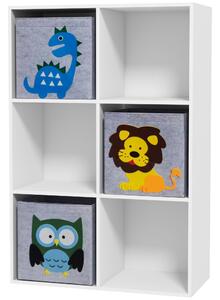 ZONEKIZ Scaffale Libreria Portagiochi Armadietto a Scomparti per Bambini 3+ Anni a 6 Cubi, in MDF e Melamina, Grigio e Bianco|Aosom Italy