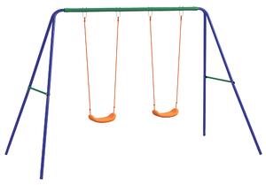 Outsunny Altalena per Bambini 3-8 Anni con 2 Seggiolini e 4 Picchetti, in Metallo e PP, 269x160x180 cm|Aosom