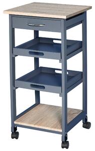 HOMCOM Carrello da Cucina con Cassetto, 2 Vassoi Estraibili e Ripiano Fisso, in Legno di Pino e MDF, 37x37x76 cm|Aosom