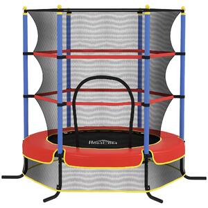 HOMCOM Trampolino per Bambini con Tappeto Elastico, Rete di Sicurezza e Pali Imbottiti, Età 3-10 Anni, Blu