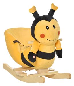 HomCom Cavallo a Dondolo in Legno per Bambini Ape Giochi Educativi 60x33x45cm Colori Giallo e Nero per Sviluppo Motorio|Aosom
