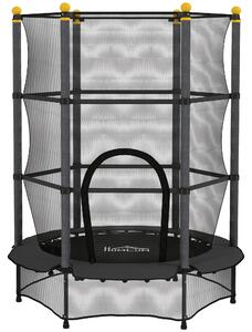 HOMCOM Tappeto Elastico per Bambini con Rete di Sicurezza e Pali Imbottiti Età 3-10 Anni, Ø140 x 190 cm, Nero