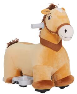 AIYAPLAY Cavallo Cavalcabile Elettrico 6V per Bambini da 18-36 Mesi con Ruote in PU e Musica, Marrone