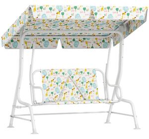 AIYAPLAY Dondolo per Bambini da Esterno a 2 Posti con Tettuccio Regolabile e Cinture di Sicurezza, 112x75x120 cm, Bianco