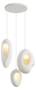 Lampada a sospensione Japandi bianca con paralumi organici 3 luci - Moonstone