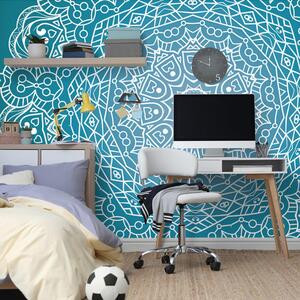 Carta da parati – Mandala meditativa su sfondo blu