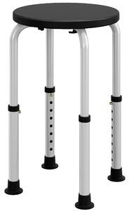 HOMCOM Sgabello da Doccia Antiscivolo e Regolabile su 8 Altezze, in Alluminio e PE, 32.5x41x35.5-54 cm, Nero | Aosom Italy