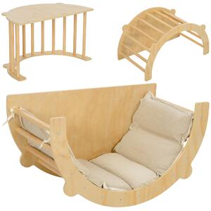 AIYAPLAY Arco Montessoriano 3 in 1 per Bambini da 18-48 Mesi, Struttura da Arrampicata, Tavolino e Dondolo con Cuscino | Aosom Italy