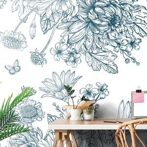 Carta da parati – Bouquet di fiori disegnato