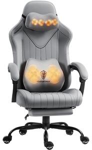 Sedia da gaming, sedia ergonomica, poltrona da gaming con poggiapiedi, capacità di carico fino a 150 kg, sedia da gaming con braccioli regolabili, colore grigio