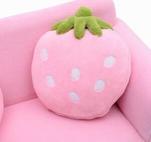 HOMCOM Divanetto per Bambini con 2 Cuscini a Forma di Fragola, Seduta e schienale imbottiti, 90x53x48 cm, Rosa e Verde | Aosom Italy