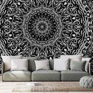 Carta da parati – Mandala in stile vintage in bianco e nero
