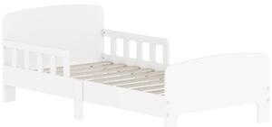 AIYAPLAY Letto per Bambini 3-8 Anni Basso con Sponde Laterali e Bordi Lisci, in Legno, 143.5x74.2x54 cm, Bianco | Aosom Italy