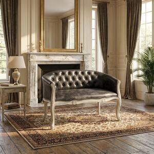 DecHome Divano 2 Posti Classico in Ecopelle Dimensioni 107x61x70 cm colore Grigio Scuro - Danubio