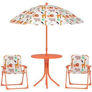 AIYAPLAY Set da Giardino per Bambini Tavolo da Picnic con Ombrellone Arancione | Aosom Italy