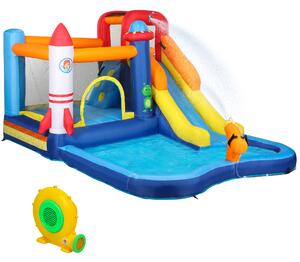 AIYAPLAY Castello Gonfiabile Parco Acquatico 5 in 1, 360x250x195cm, Multicolore | Aosom Italy