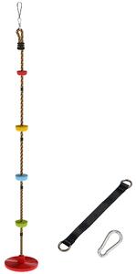 AIYAPLAY Corda Arrampicata da Giardino per Bambini con Pedane e Seduta a Disco, in HDPE e PE, Rosso | Aosom Italy