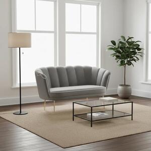DecHome Divano 2 Posti Contemporaneo Luxury in Velluto Dimensioni 130x70x76 cm colore Grigio - Orel