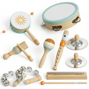 AIYAPLAY Strumenti Musicali per Bambini, Set Percussioni in Legno Montessori | Aosom Italy