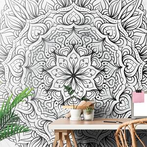 Carta da parati – Mandala etnica astratta in bianco e nero