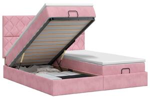VidaXL Panca da letto con materasso e poggiatesta, 2 pezzi, rosa, velluto