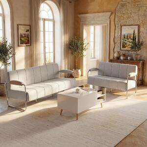 DecHome Divano 2 Posti Moderno in Ciniglia Dimensioni 120x73x76 cm colore Beige