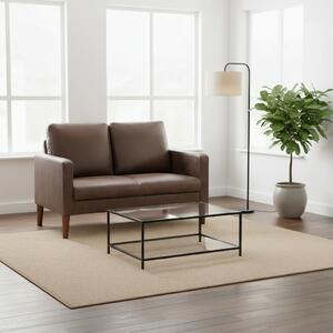 DecHome Divano 2 Posti Moderno in Ecopelle Dimensioni 130x78x85 cm colore Marrone Scuro