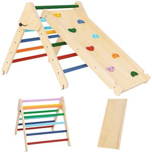 AIYAPLAY Gioco da Arrampicata con Triangolo e Pannello Scivolo ed Arrampicata, per Bambini 18-48 Mesi, Multicolore | Aosom Italy