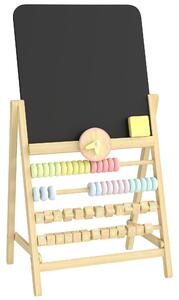 AIYAPLAY Lavagna per Bambini Cancellabile in Legno con Cavalletto, Orologio, Abaco, Cancellino, 2+ Anni, Color Legno | Aosom Italy