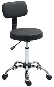 HOMCOM Sgabello Regolabile Girevole con Schienale e Seduta Imbottiti, 46x51x78-93 cm, Nero | Aosom Italy