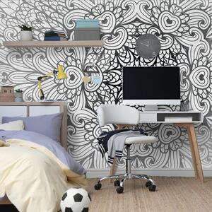 Carta da parati – Mandala etnica in bianco e nero