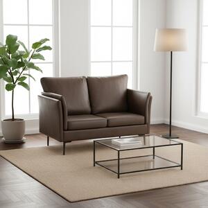 DecHome Divano 2 Posti Moderno in Ecopelle Dimensioni 137x72x88 cm colore Marrone Scuro