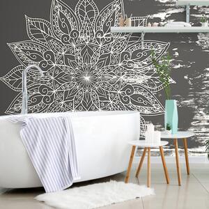 Carta da parati – Texture Mandala in bianco e nero