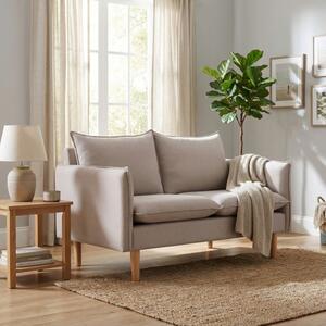 DecHome Divano 2 Posti Scandinavo in Tessuto effetto Lino Dimensioni 130x84x82 cm colore Beige - Ibiza